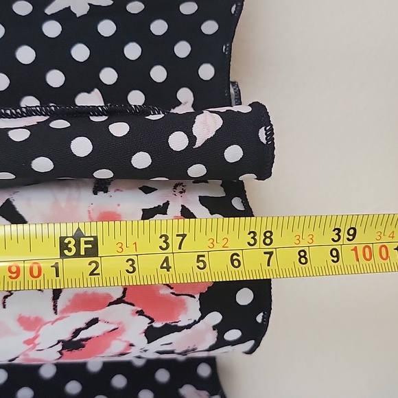 Sami & Jo Black w/ Polka Dots & Pink & White Floral Flowers Short Sleeve Dress S - Picture 7 of 11